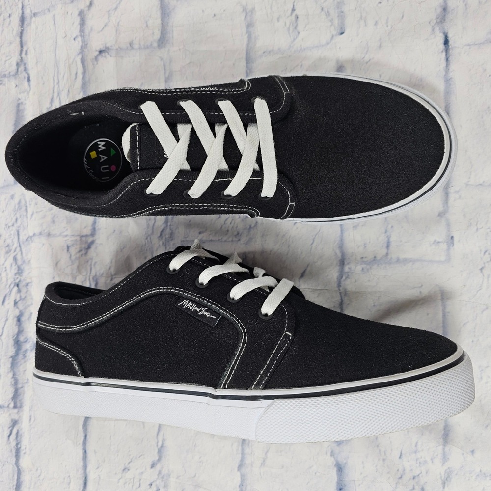 Maui and Sons Sneakers Mens 12 Black Skate Low Top Contrast Stitch Shoes
